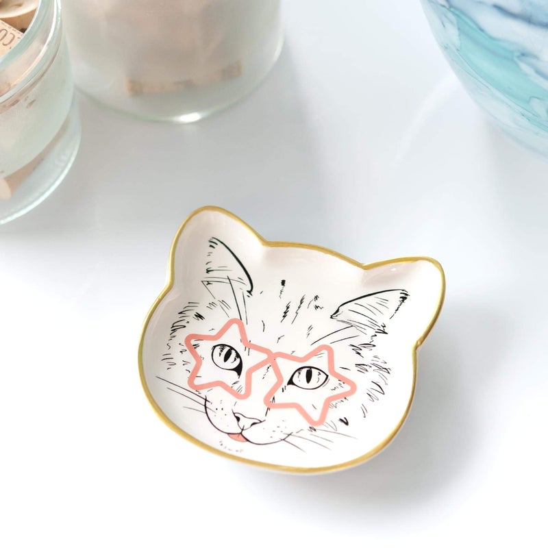 Toynk Cat Dish Plate | Small Ceramic Catchall Dish for Treats, Keys, Change, & More | Feed Your Pets Or Store Your Valuables - Image 4